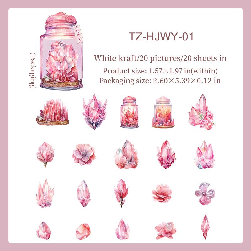 JIANWU Flower Crystal Story Series Vintage Floral Landscape Material Collage Scrapbook Sticker Creative DIY Journal Stationery