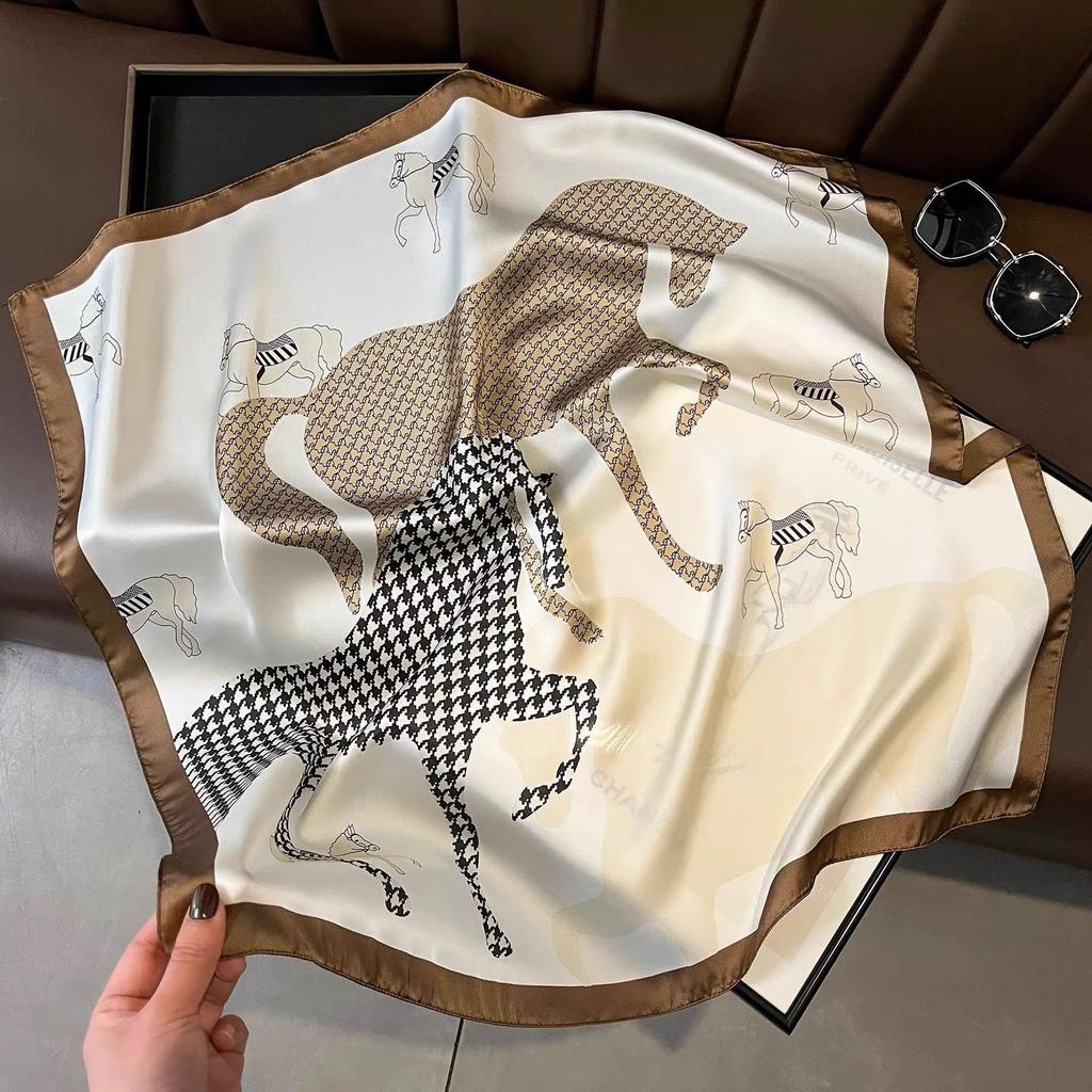 Simulation silk flower printing silk scarf square scarf high-end shawl sunscreen neck scarf headscarf scarf