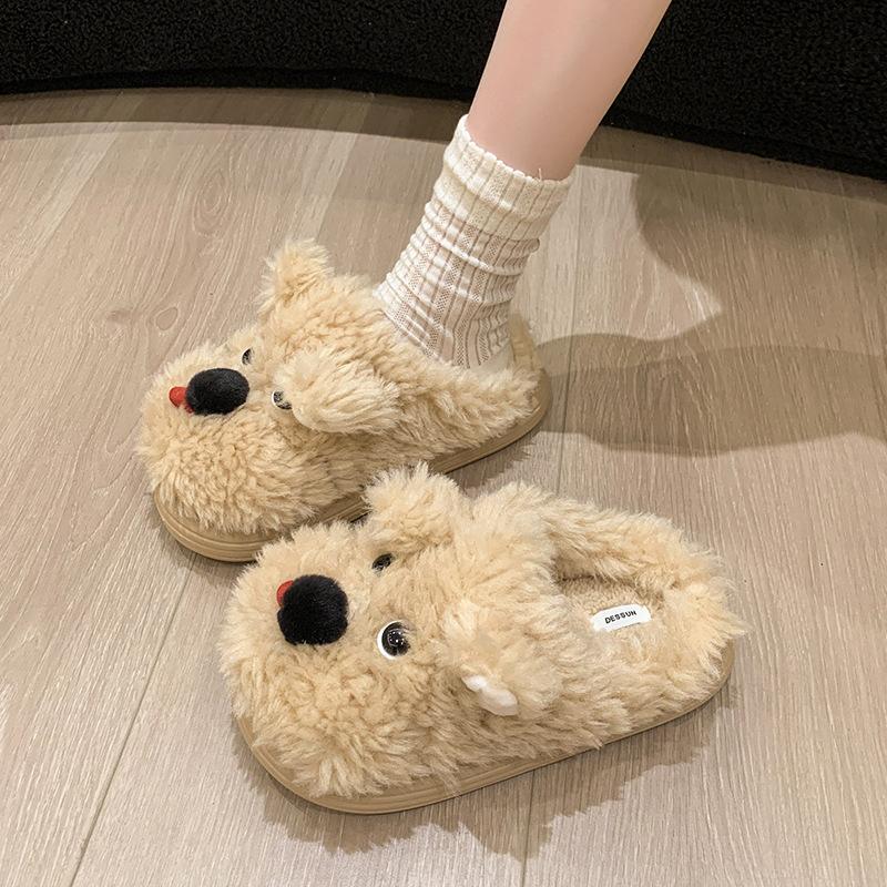 Women's Cute Cartoon Plush Slippers - Warm and Warm Countertop Cotton Winter Home Slippers Girls Sweet Thick Bottom Plush Casual Indoor Shoes