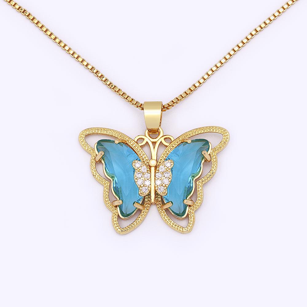 Nidin Top Quality Austrian Crystal Zircon 10 Colors Butterfly Pendant For Women Female Colorful Animal Necklace Jewelry Gifts