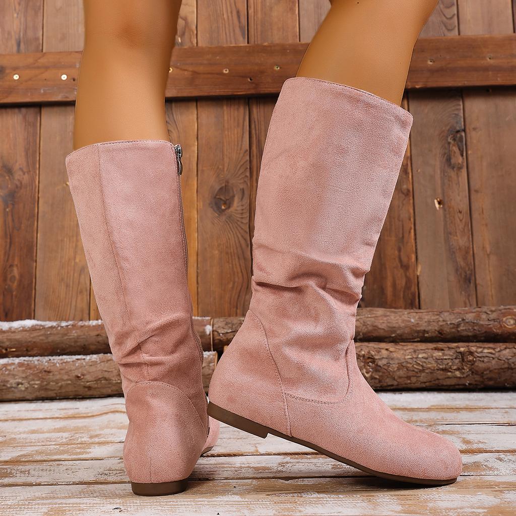 Damenschuhe Lange Stiefel Herbst Winter Schuhe Lässig Niedrige Absätze Bequem Elegant Rosa Designer Übergröße Ballerinas Neuankömmling