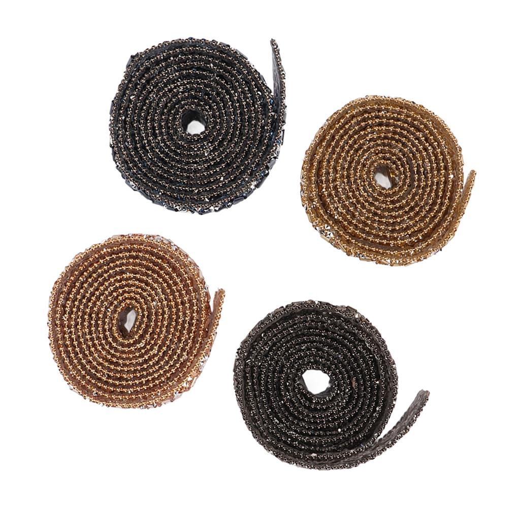 4Pcs Crystal Rhinestone Ribbon Self Adhesive Cuttable Shiny Rhinestone Ribbon Trim for Clothes Scrapbooks