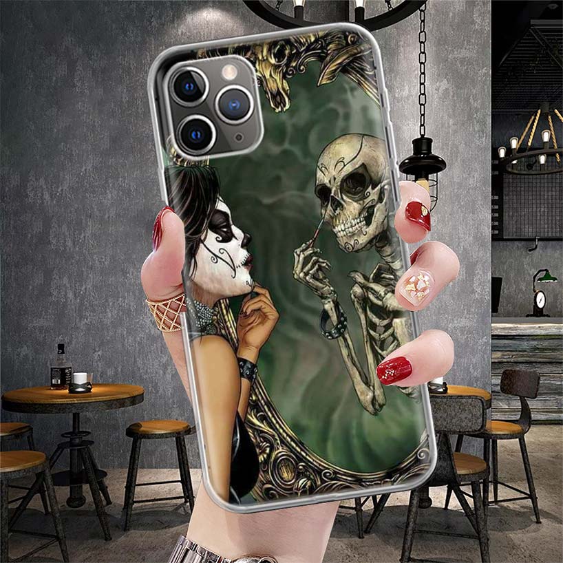 

Catrina Beautiful Rose Girl Skull Soft Phone Case For IPhone 11 17 Air 16E 16 Pro Max 15 + 14 Plus 13 Mini 12 Apple 7 SE 8 Funda iPhone 14