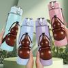 1 Stück Vintage Kürbis Ornament Kunst 750ml Farbe Kunststoff Sport Wasserflasche Auslaufsicher Klappdeckel mit Strohhalm Geeignet für Sport Büro Heimgebrauch