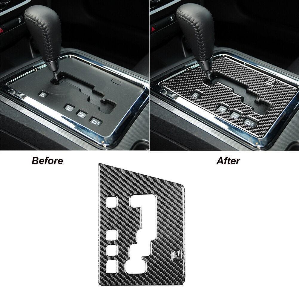 2Pcs Carbon Fiber Gear Shifter Panel Cover Trim For Dodge Challenger 2008-2014