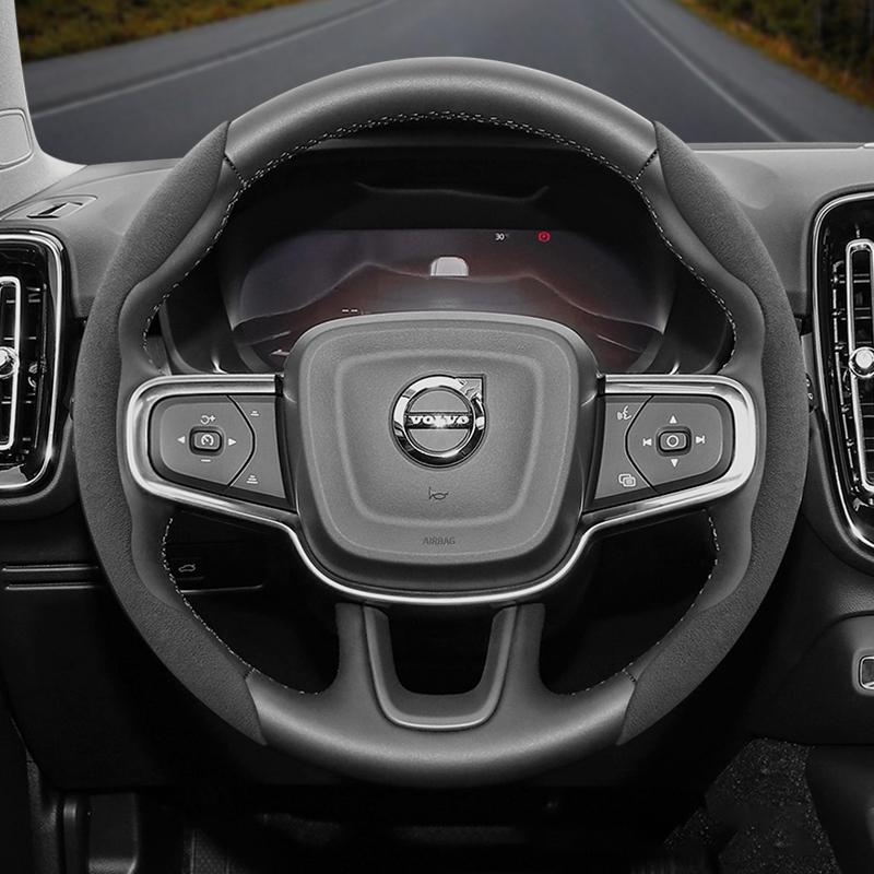 Suitable for Volvo Anti-Slip Buckle Segmented Suede Steering Wheel Cover Suitable for V40 V70 S60 C30 S40 S90 Xc90 Xc70 Xc Vnr