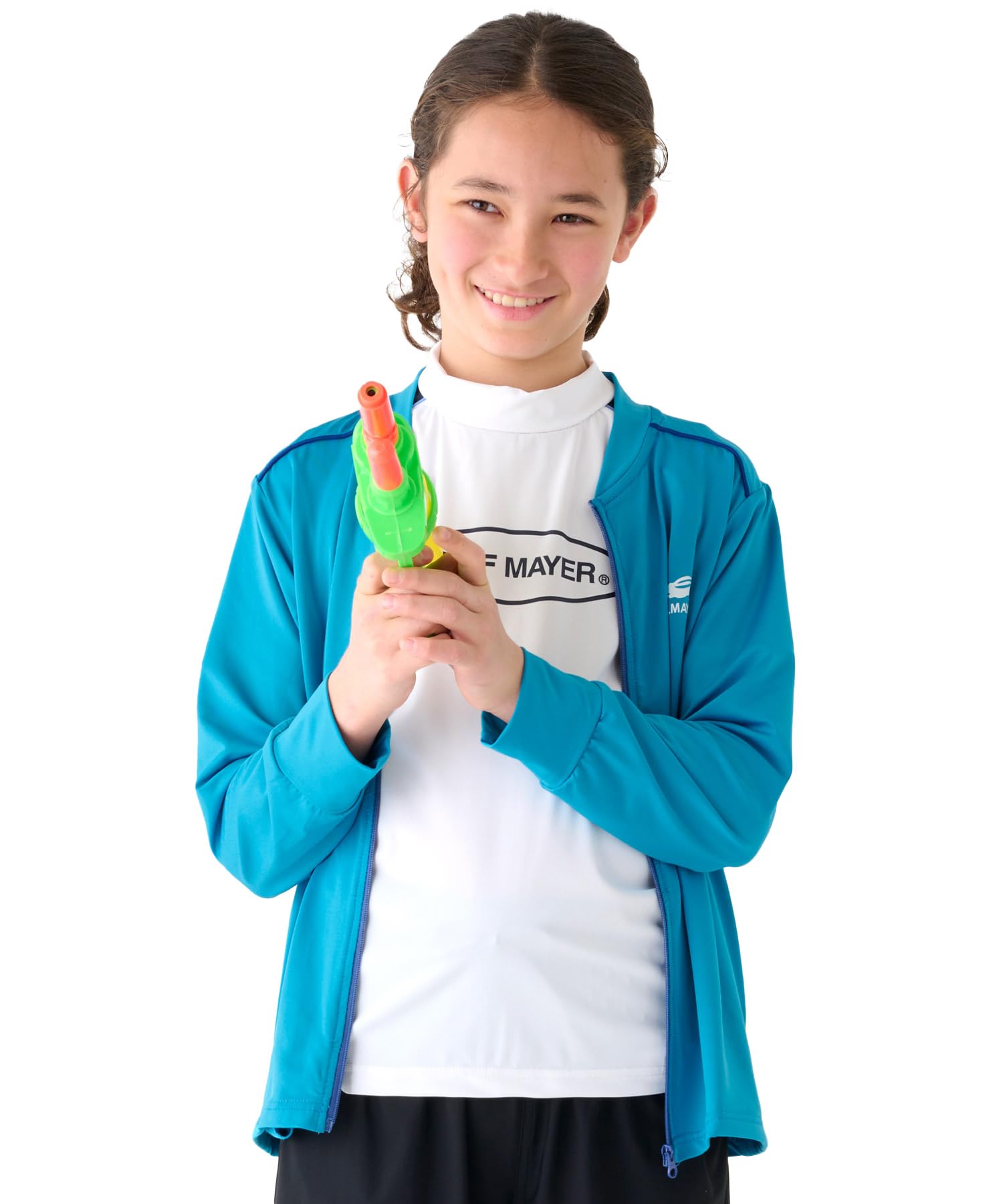 

Cliff Mayer UV Protection Rash Guard Jacket, Swimsuit with Logo, Long Sleeve, Kids and Junior s Unisex, Size 150, Sax Blue