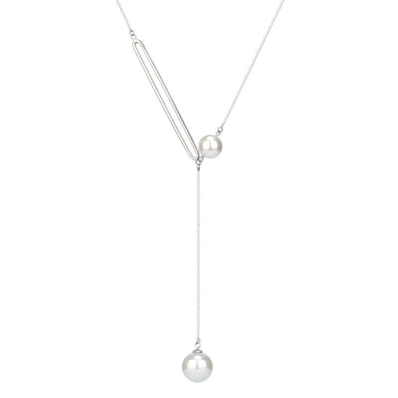 Elegant Long Womens Sweater Necklace With Pearl Tassels And Geometric Design