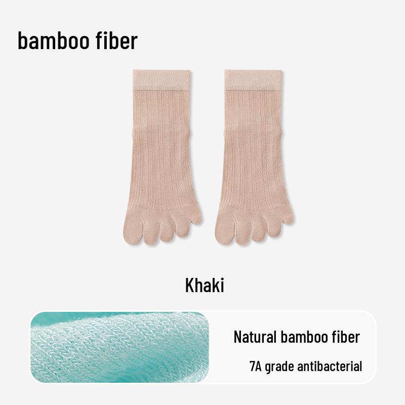 Women's Bamboo Five-Toe Socks - Breathable, Sweat-Absorbing, Antibacterial, Deodorizing, Long Split-Toe Socks for Spring & Summer
