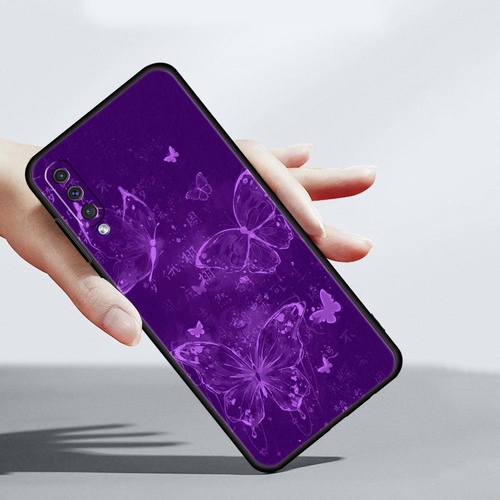 Art Purple Butterfly Phone Case for Samsung Galaxy A56 A36 A26 A16 A34 A24 A42 A22 A20 A12 A40 A30 A10 5G Soft TPU Cover Shell