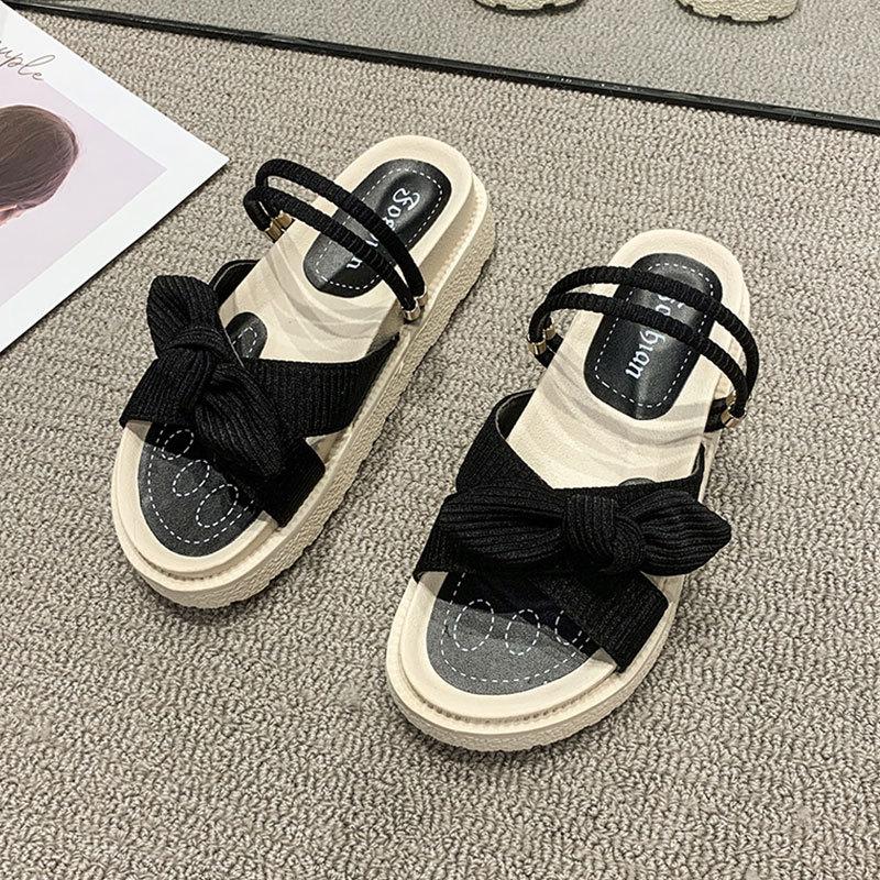 Two sandals for women's summer wear 2025 new ins trendy with skirt platform fairy style Roman beach slippers