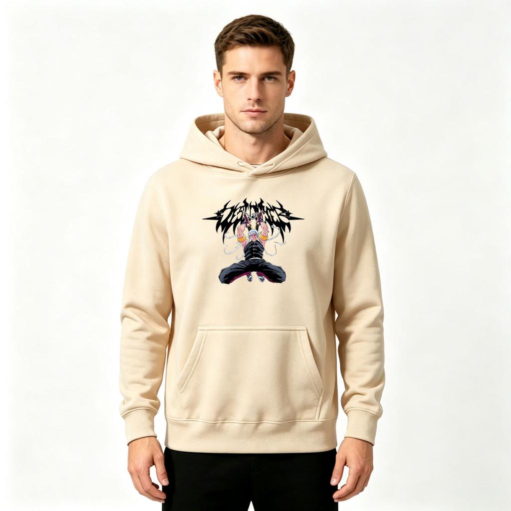 Men's Anime Character Print Pullover Hoodie Casual Long Sleeve Comfy Hooded Sweatshirt