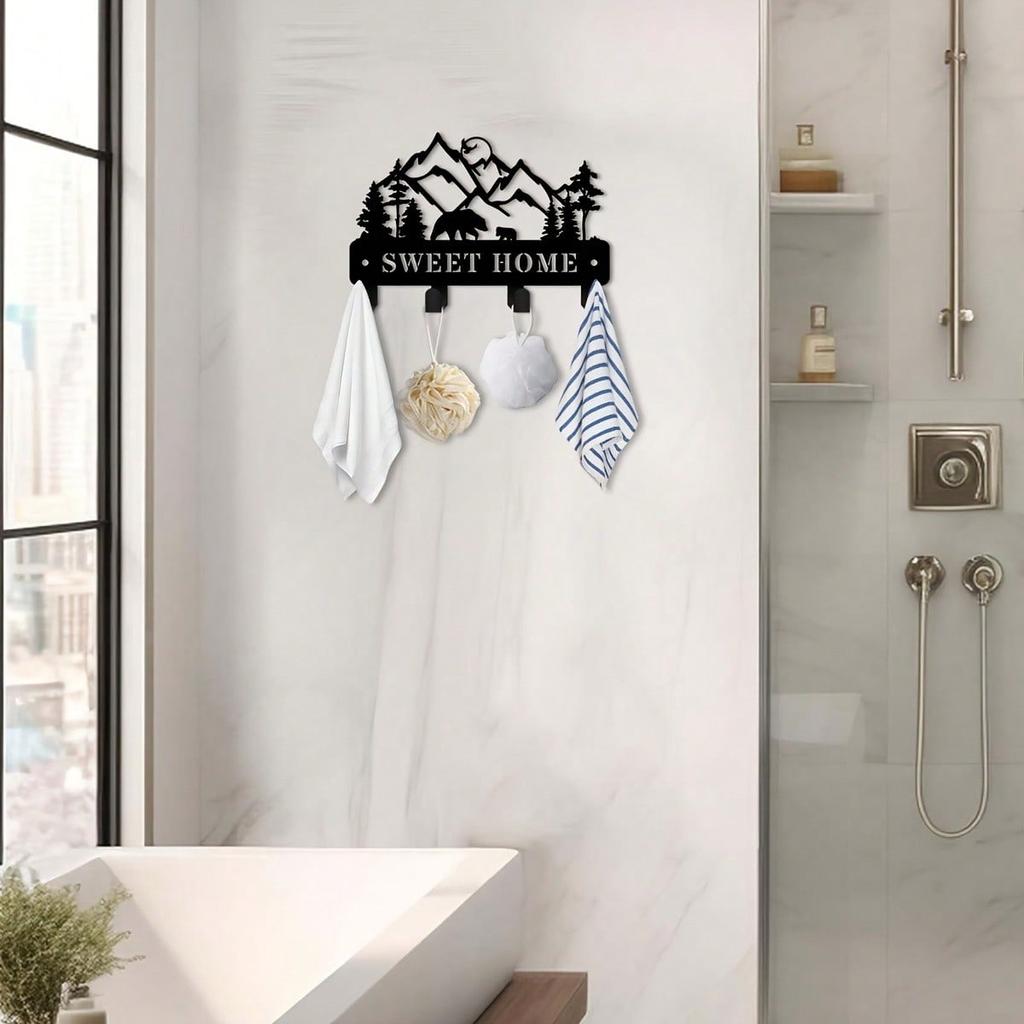 Bear Key Holder Heavy Metal Wall Hooks for Keys and Hats Space Saving Decor