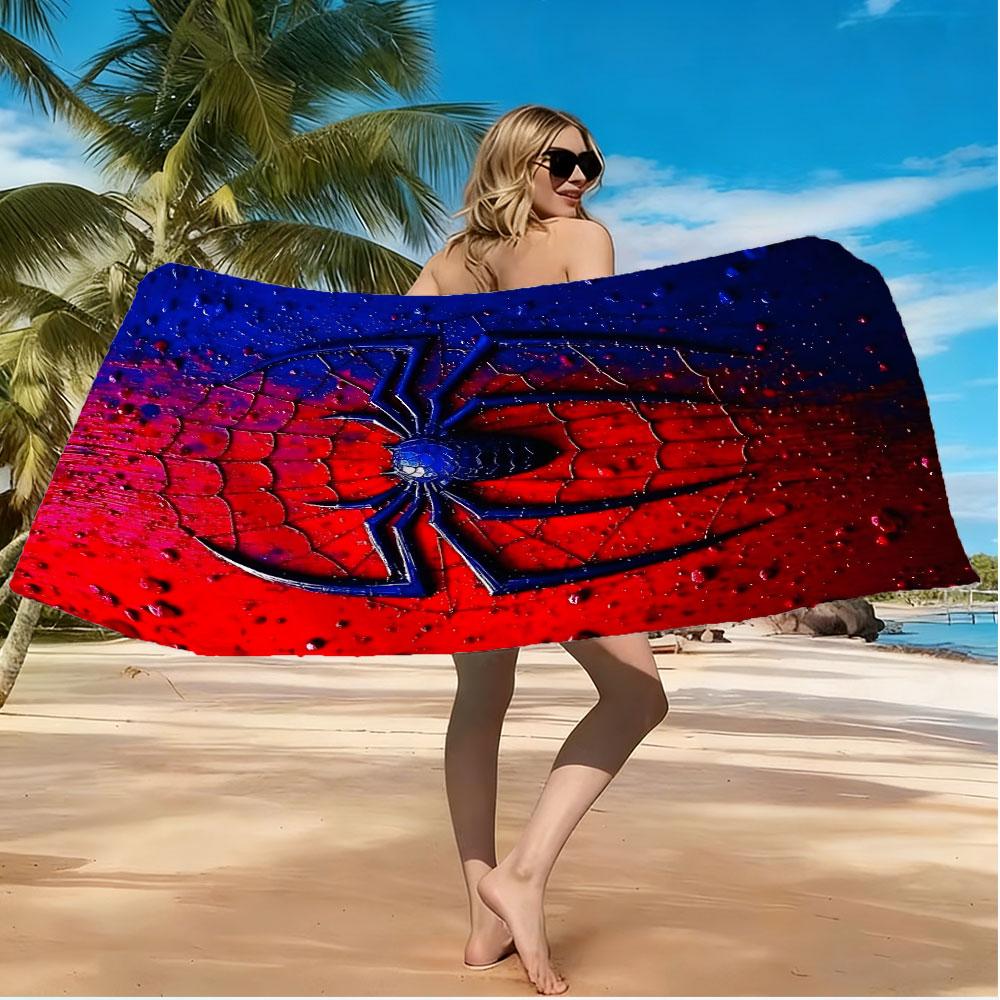 

1pcs Spider Man Theme Beach Towel, Red/Blue Half Split Design Towel Quick-Drying Soft, Suitable for Beach/Camping/Surfing/Travel W30*H60(CM)