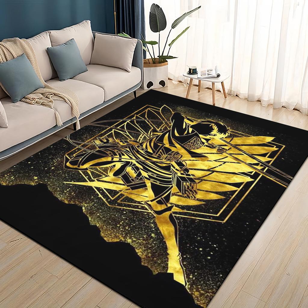 3D Cartoon Attack On Titan Eren Mikasa Anime Carpet Rug for Living Room Bedroom Home Sofa Decoration,kid Play Non-slip Floor Mat