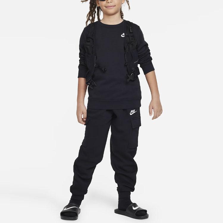 Nike Knitted Sports Pants SS23 Logo Embroidery Tapered Loose Black Kids Bottoms FD3012010