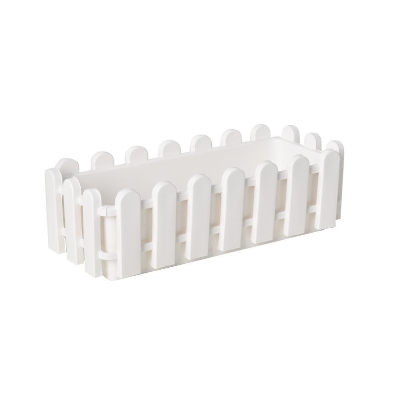 Fence Style Rectangular Plastic Flower Pot, Garden Border Planter for Succulents, Balcony Home Decor Greenery Container