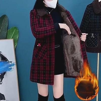 Abrigo de Terciopelo Grueso de Largo Medio para Mujer, de Alta Gama y Estiloso, para Otoño e Invierno