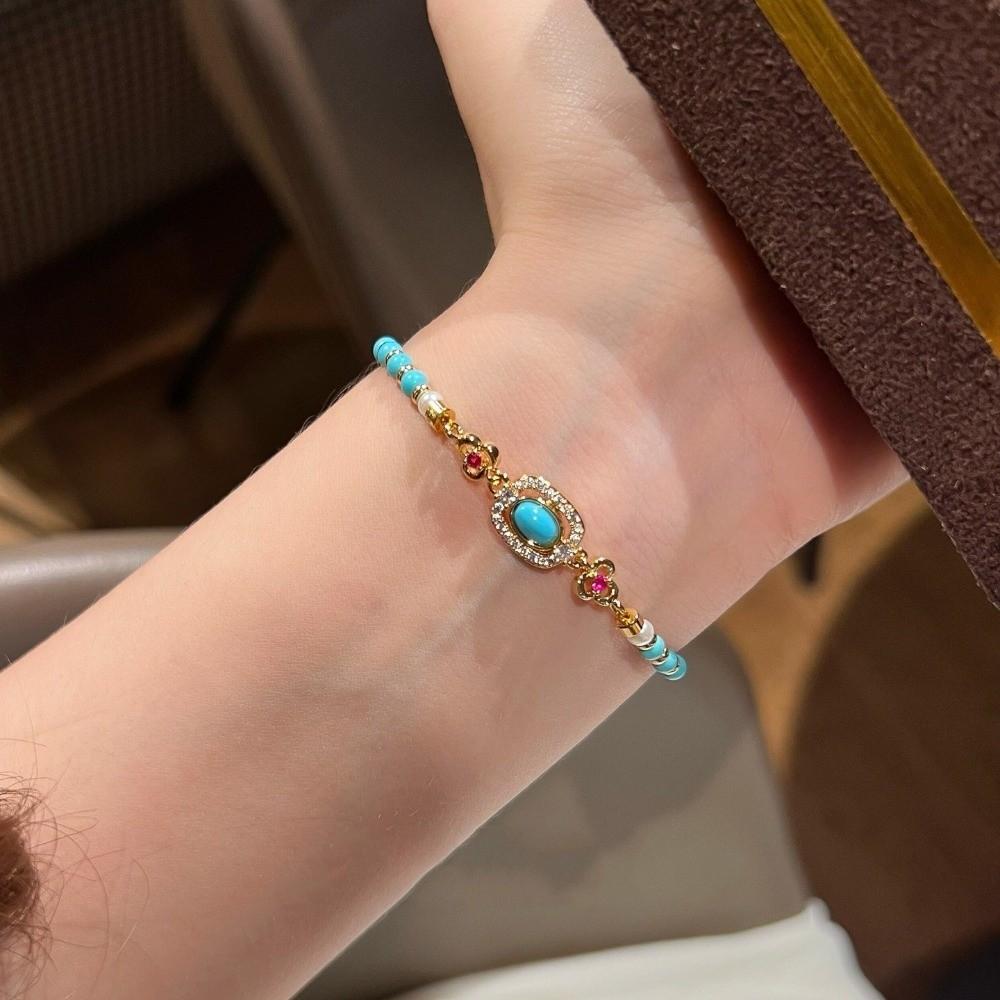Turquoise Imitation Beaded Bracelet Adjustable Fashion Jewelrys Women's Bracelet Birthday Gifts