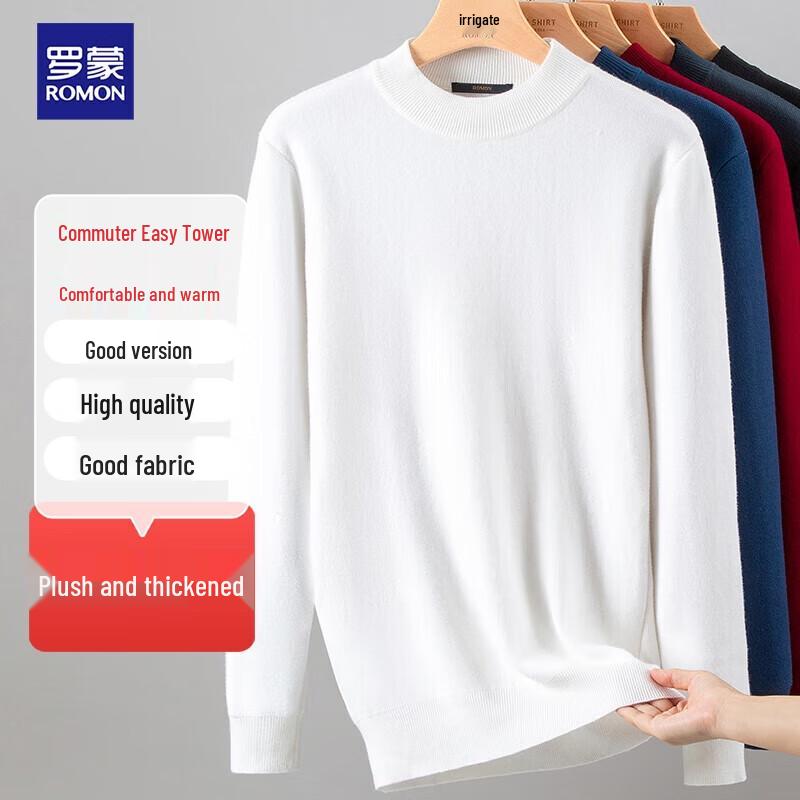 Luomeng Men's Fleece-Lined Mock Neck Pullover Sweater