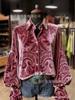New Creative Fashion Velvet Lapel 3D Print Women's Long Sleeve Shirt