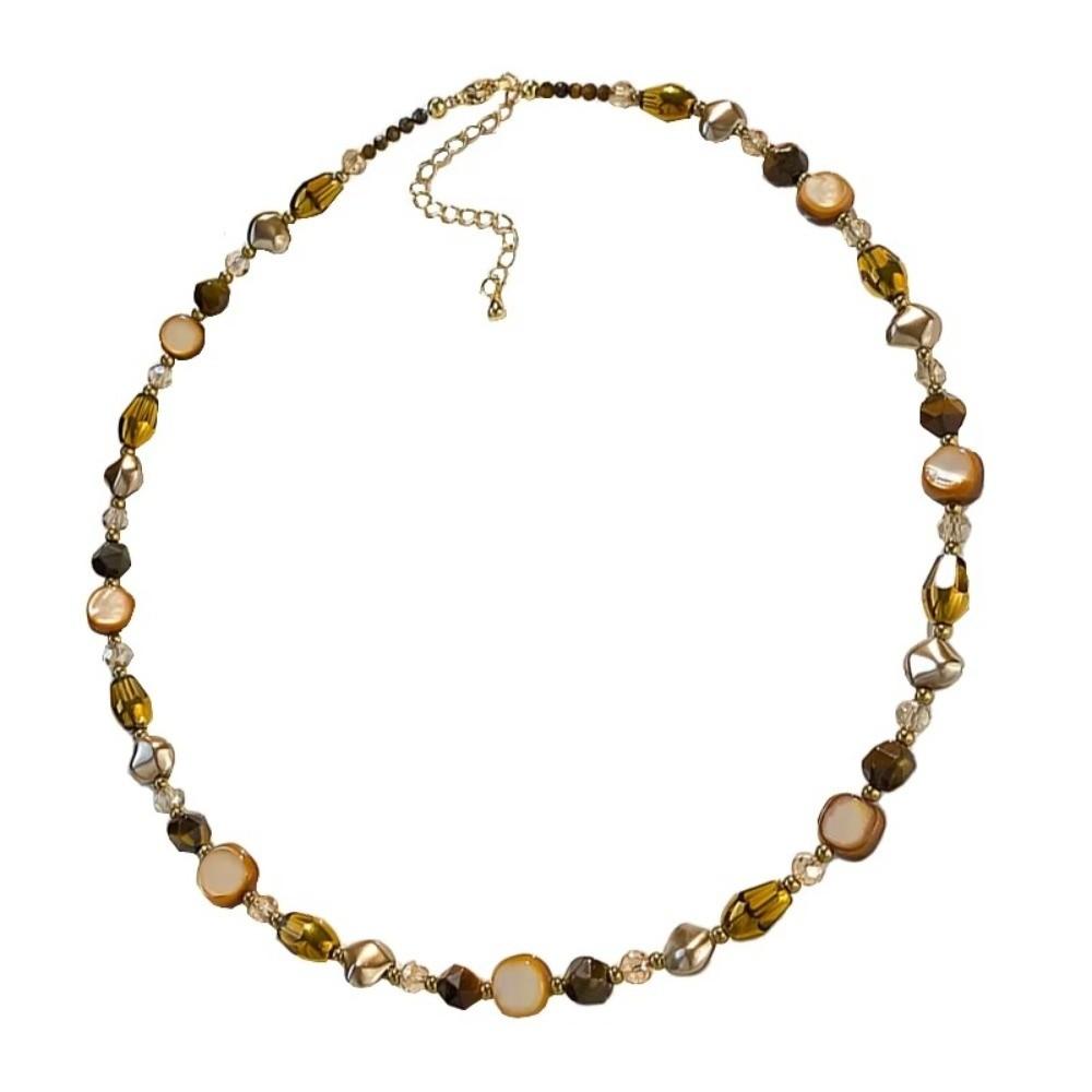 Handmade Necklace Beaded Sweater Chain Vintage Caramel Necklace  Jewelry Gift