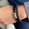 Factory Personalized Leather Bracelet 925 Sterling Silver Custom Name Beads Bracelet for Men