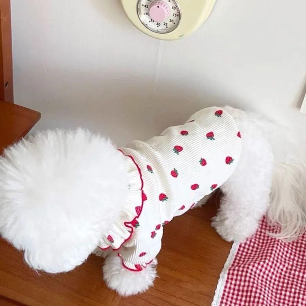 Fashion Pet Strawberry Base Shirt Soft Dog Vest Comfortable Pet Clothes  Spring