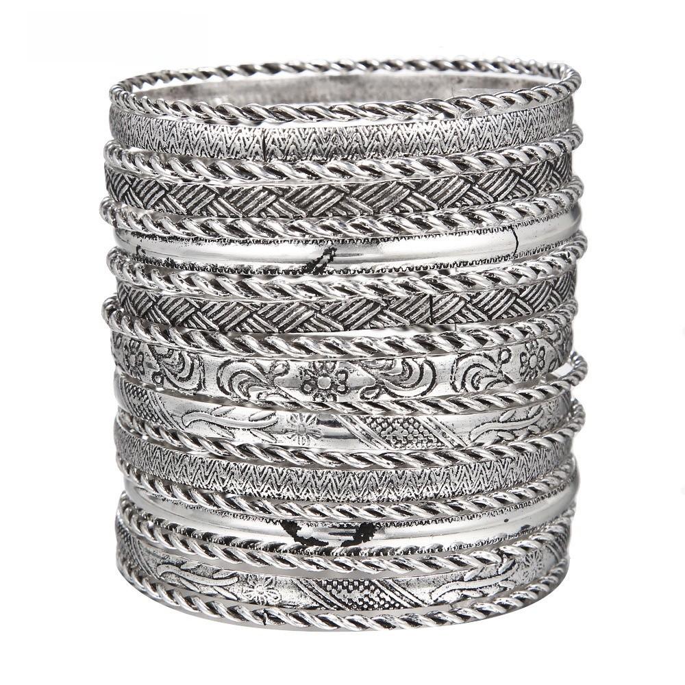 Geometrisches Reifen-Manschettenarmbänder-Set Mit Galvanisierter Oberfläche Für Männer Und Frauen Sommer 2025