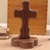 Standing Wooden Crucifix Statue Tabletop Religious Figurine Spiritual Christian Gift for Church Home Office Table Decor