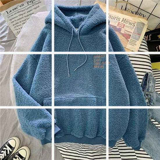

Женский свитшот оверсайз из овечьей шерсти в корейском стиле на осень/зиму 2021 – Модный, плотный и уютный XL синий