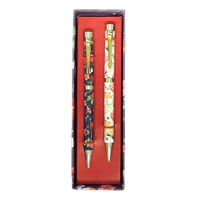 Ballpoint Pen Set Gift Black Butterfly and Floral British Import (2 Pens) Stationery, Ink, Design, Gift, (Red)