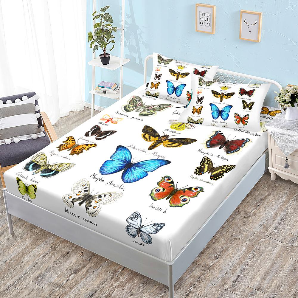 Simple Wind Dinosaur Butterfly Three-Piece Mattress, Mattress Cover Kit, Mattress Protective Cover