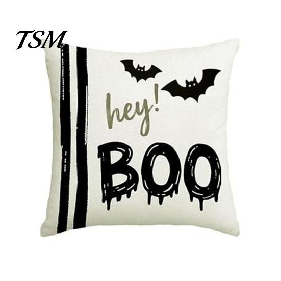 Cute Ghost Print Home Textiles Halloween Cushion Cover, Spooky Skull Throw Pillow 18x18 Seasonal Living Room Accents Inch Case for Sofa Couch