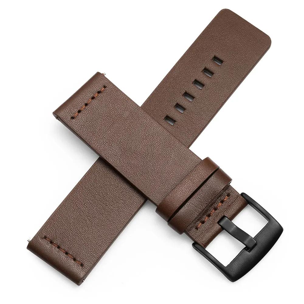 18mm 20mm 22mm 24mm Genuine Leather for Samsung Galaxy Watch 3 46mm 42mm 4 5 Pro Active 2 40 44 for Huawei Watch GT2 3 PRO