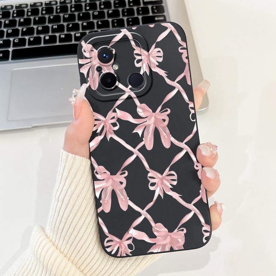 For Xiaomi Redmi 12C 11A 4G Phone Case Redmi 12 4G Poco C55 Back Cover Soft Liquid Silicone Pnada Rabbit Flower Cute Fundas