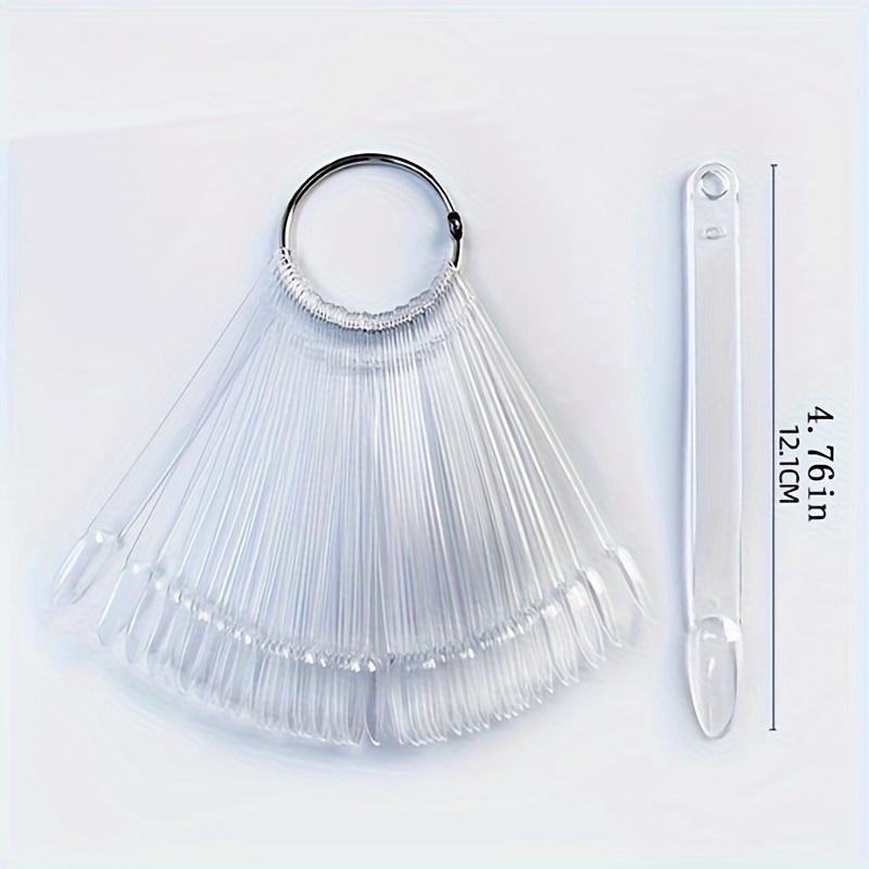 50pcs/set Manicure Display Board, False Nails, Short Oval with Iron Ring, Fan-Shaped Color Card, Nail Polish Color Card Tool