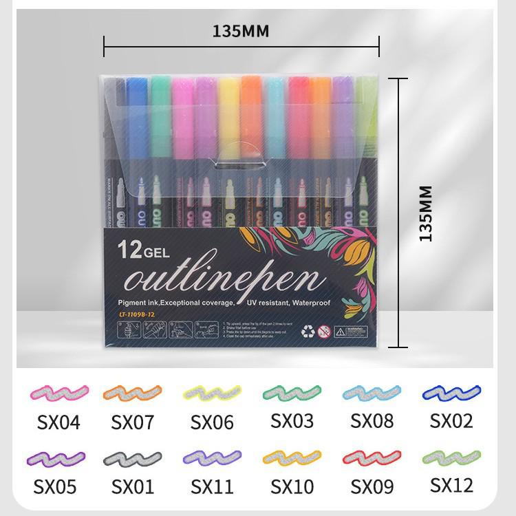Dreamy Shimmer Metallic Double-Line Outline Pens - 48 Colors for DIY Journaling & Christmas Highlighting