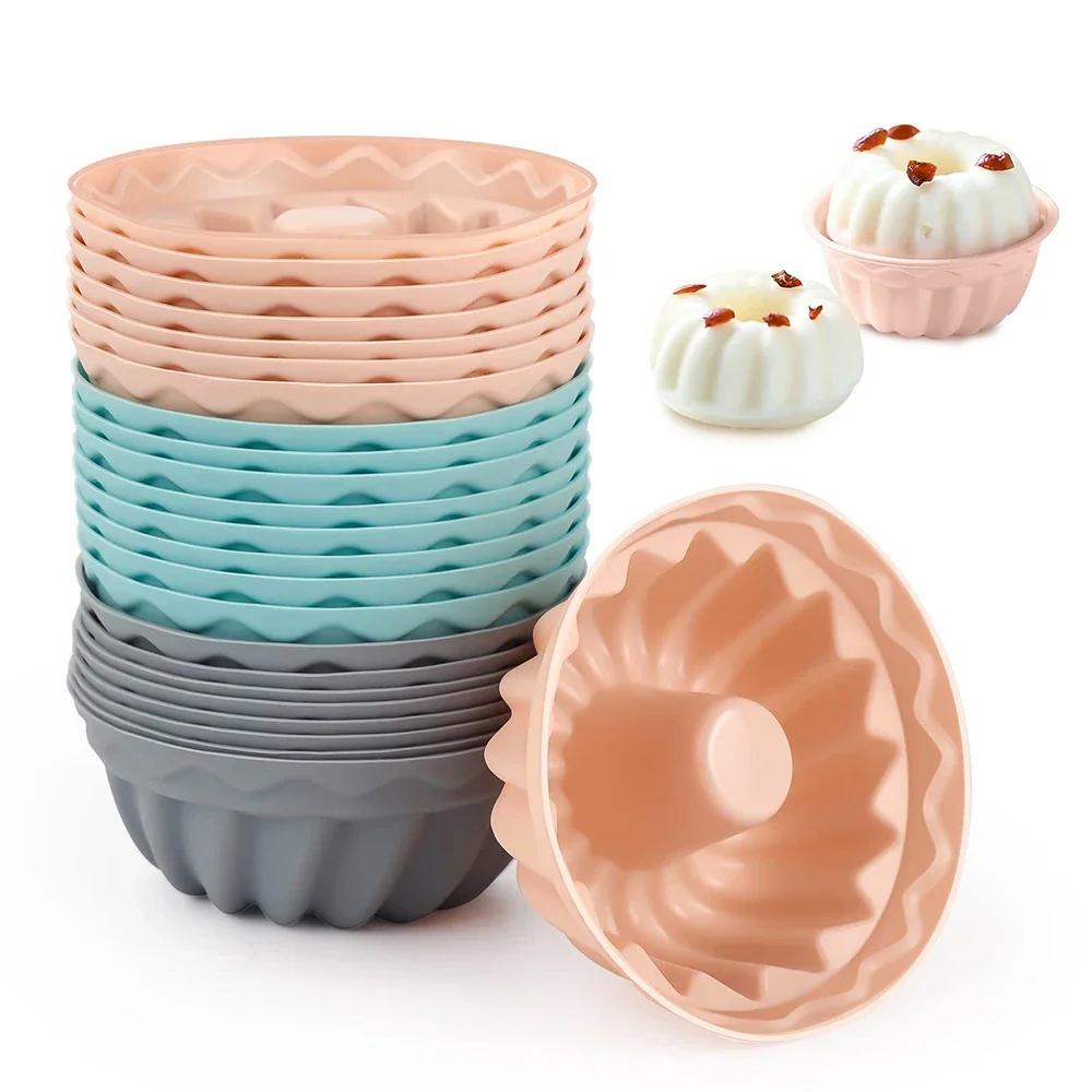 12PCS/Set Mini Cake Pan Non Stick Silicone Cupcake Liners Pumpkin Shape Mold Donuts Cornbread Jellies Dessert Baking Tray