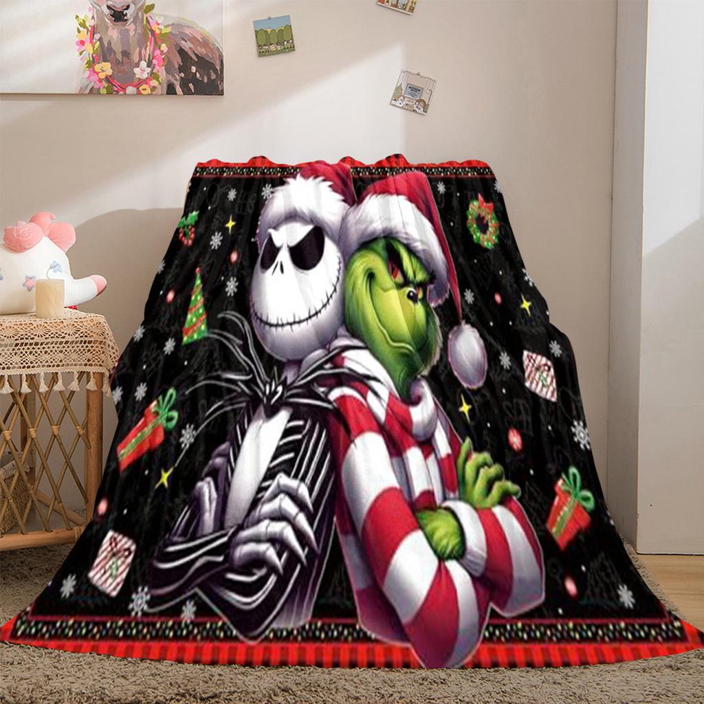 Christmas Gift Comedy Movie How the Grinch Stole Christmas Blanket Home Warming, Four Season Bed Decoration Sofa Cover Flannel Throwing Blanket K5