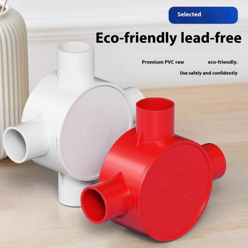 Electrical Junction Box With Cover 3/4 Way Junction Box Round Wire Box Connectors Conduit Splitter For Home Office Use