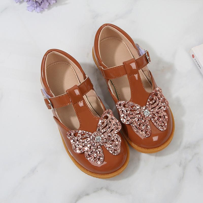 

Детские повседневные туфли Мэри Джейн для вечеринок, свадебных шоу 2024 года, новые нескользящие туфли-бабочки для девочек, повседневные туфли на липучках с небольшой подошвой 26 коричневый