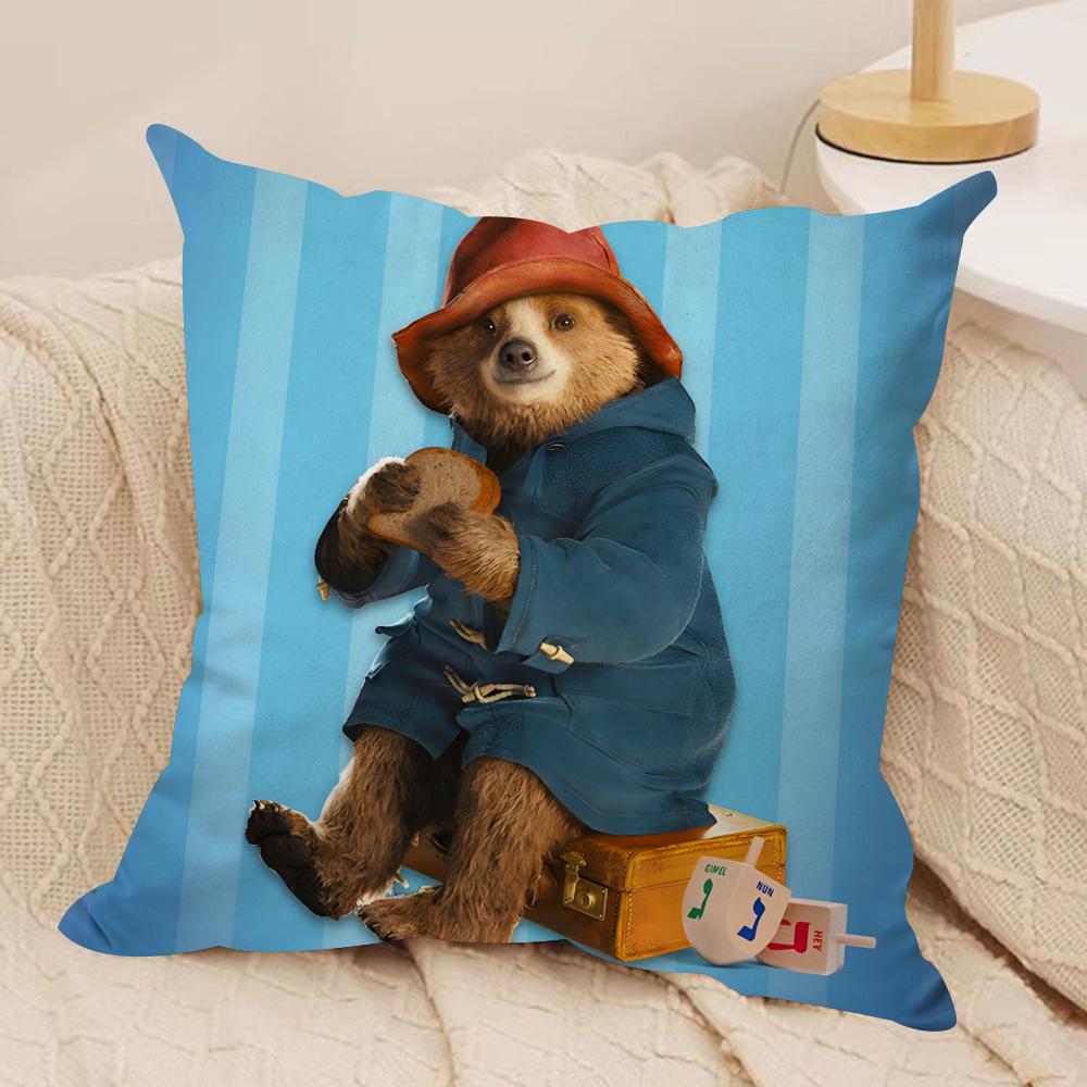 Cute Bear Cushion Cover Silky Short Plush Double-Sided Printed Pillow Case for Sofa All Seasons Home Decor Gift