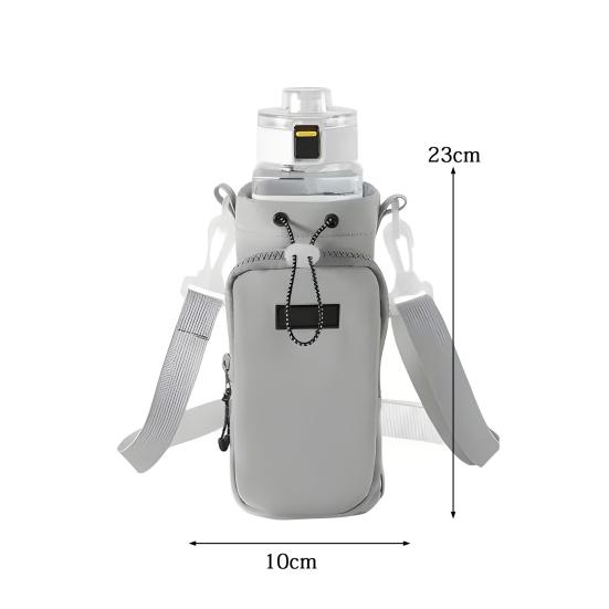 

Сумка-кроссбоди для бутылки с водой, подсумок-держатель для бутылки для приключений на открытом воздухе с регулируемым плечевым ремнем, кошелек-кроссбоди на молнии, сумка для смартфона для велоспорта серый