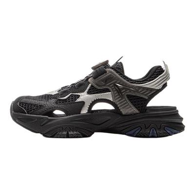 Li Ning Kids Sports Lifestyle Series Comfortable Soft Non-Slip Wear-Resistant Low-Top Sandals Kids Sandals Black Silver YKUV006-3