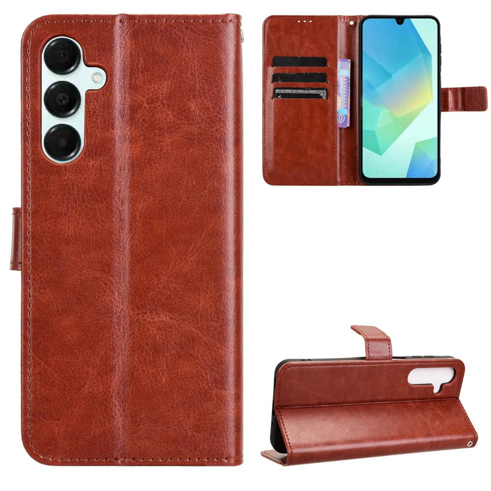 For Samsung Galaxy A17 4G/Galaxy A16 5G/Galaxy A16 4G/Galaxy A26 5G/Galaxy A17 5G PU Leather Case with Strap Crazy Horse Texture Phone Wallet Cover