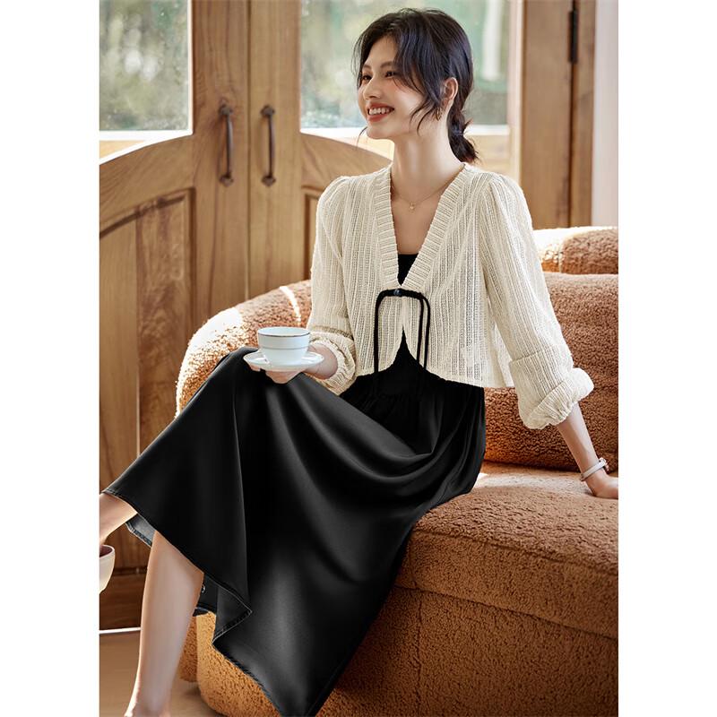 New Chinese Style Disc Button Knit Two-Piece Set XL