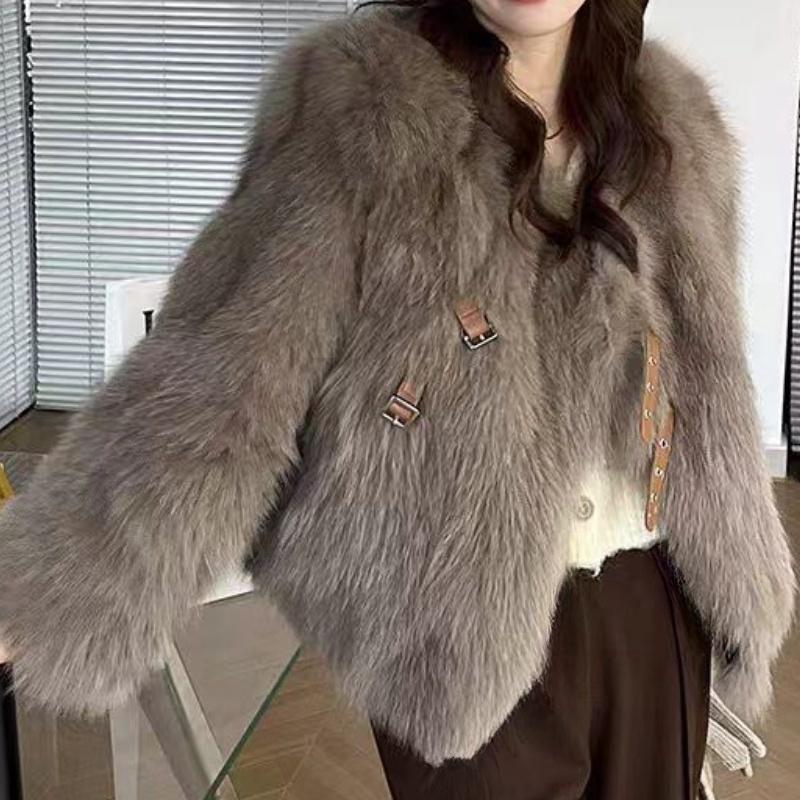 Winter Fashion Fluffy Fur Coat Women High Street Elegant Thick Warm Faux Fox Fur Jacket Female Overcoats Outerwear