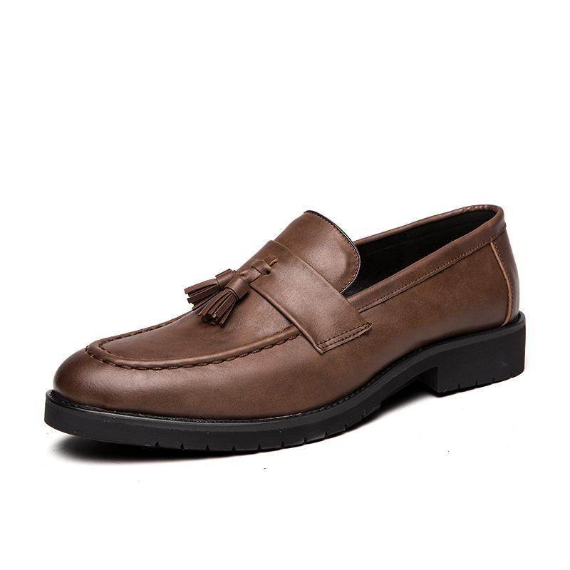 Men's Shoes Four Seasons New Casual Fringed Leather Shoes Men's Fashion Foot Cover One Pedal Loafers Trendy Small Leather Shoes Men