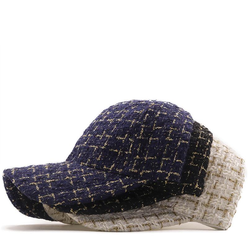New outdoor trendy gold thread baseball cap men and women small fragrant wind cap plaid gold hat